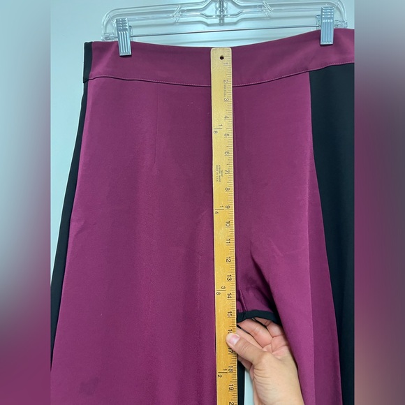 Vintage Maroon/ Black Color Block High Waisted Wide Leg Dress Pants Sz. L - Picture 7 of 9